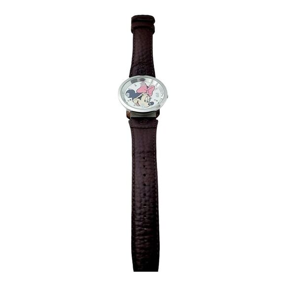 Vintage Disney's Minnie Mouse Leather Band Watch New Battery - Picture 3 of 7